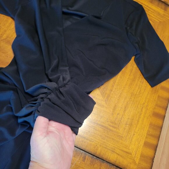 Ann Taylor Black Wrap Top Dress with Gathered Banding at Waist - Picture 8 of 14